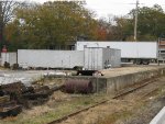 Former Southern Railway flexivan and old 45 ft trailers used as MofW storage